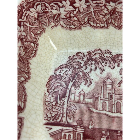 Set Of 2 Mason's Vista Red Pink Ironstone 4” Square Bowls Made in England READ - Picture 4 of 11